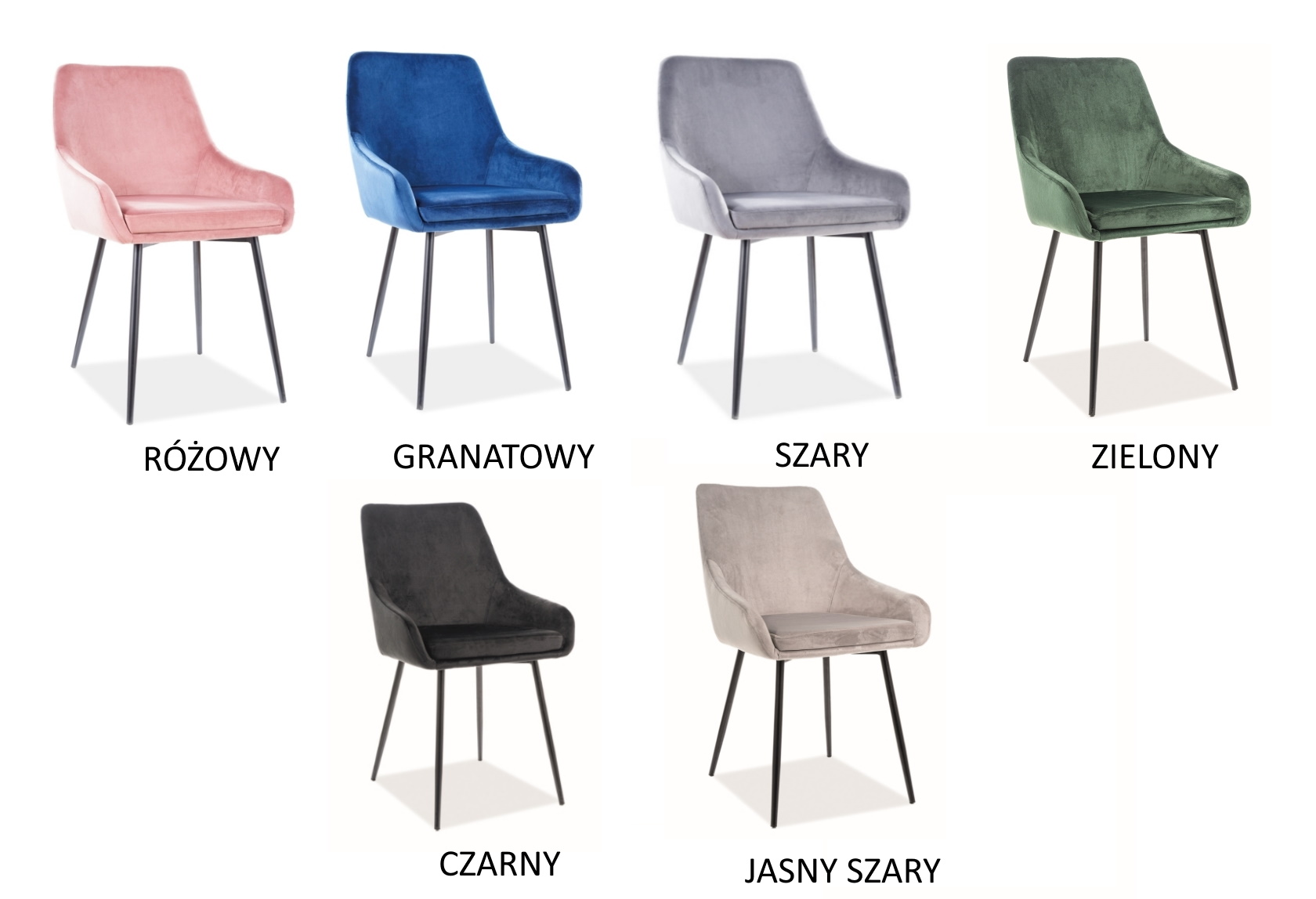 krzesła do salonu, krzesła do jadalni, krzesła z aksamitu arian kolory